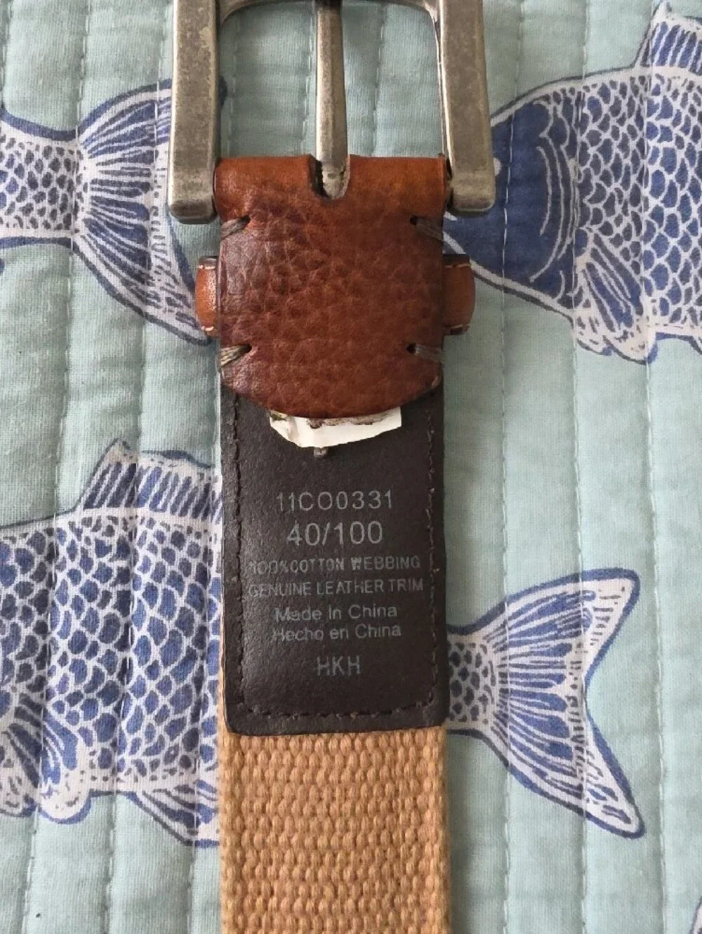 Columbia Men's Brown Leather & Tan Webbing Belt